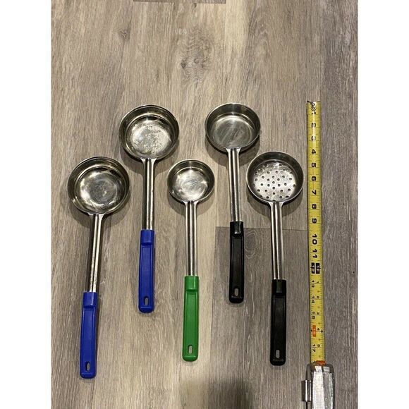 LOT OF 5 -4, 6 & 8 Oz  Spoodle Portion Control Spoons Ladles Server/Strainers - Picture 2 of 10